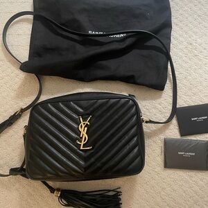 Lou Medium YSL Camera Bag with Pocket in Quilted Leather